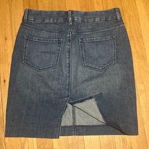 High-waisted denim pencil skirt